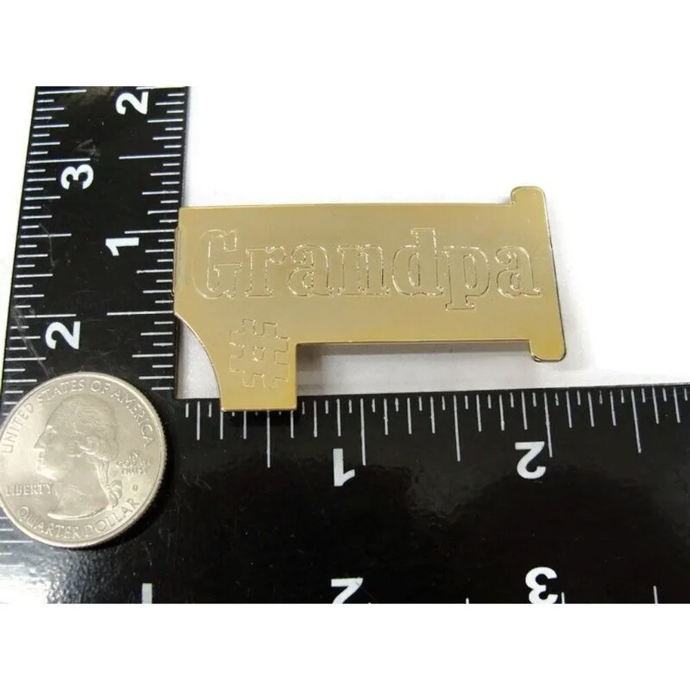 Vintage #1 Grandpa Money Clip Gold Tone Men Wallet ID Credit Card Holder